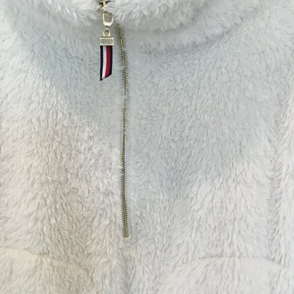 Tommy Hilfiger Teddy Jacket Women's Size Medium Pullover Quarter Zip White Cozy - Picture 7 of 8